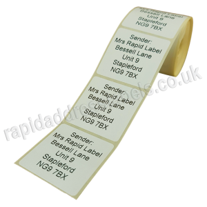 38 x 38mm (1  x 1 inch) White Personalised Printed/Address Labels - Roll of 500 labels