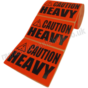 Caution Heavy, Red Labels, 101.6 x 63.5mm - Roll of 500