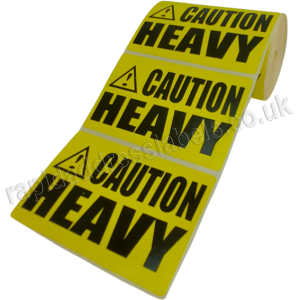 Caution Heavy, Yellow Labels, 101.6 x 63.5mm - Roll of 500