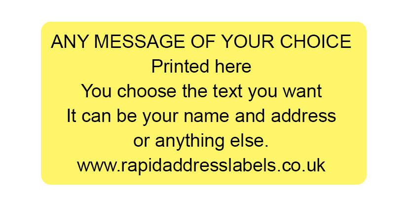 Printed Personalised to your choice  YELLOW ADDRESS PRODUCT Labels  38mm x 25mm 